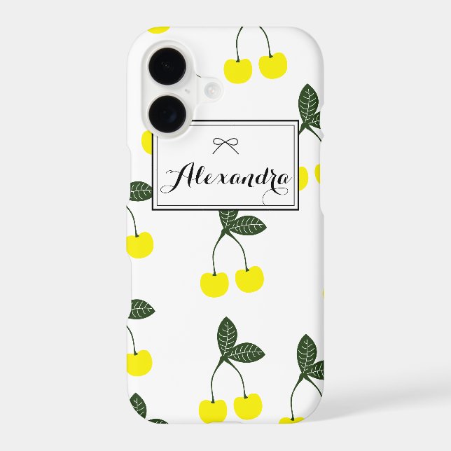 Yellow Cherries Pattern Personalised iPhone 7 Case (Back)