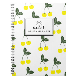 Yellow Cherries Pattern Personalised Notebook