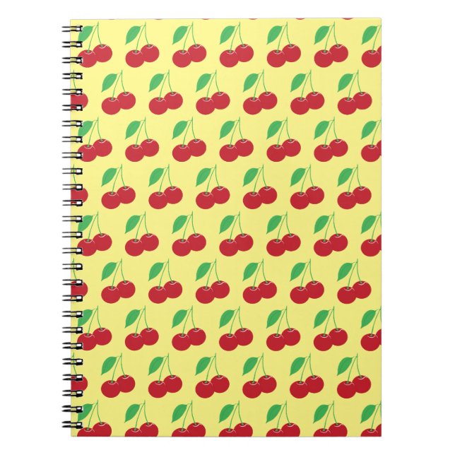 Yellow Cherry Print Notebook (Front)