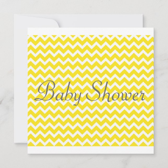 Yellow Chevron Baby Shower Invitation - Unisex (Front)