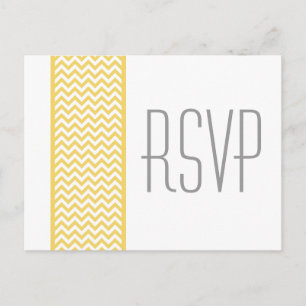 Yellow Chevron Border RSVP Postcard