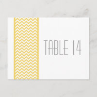 Yellow Chevron Border Table Number Postcard