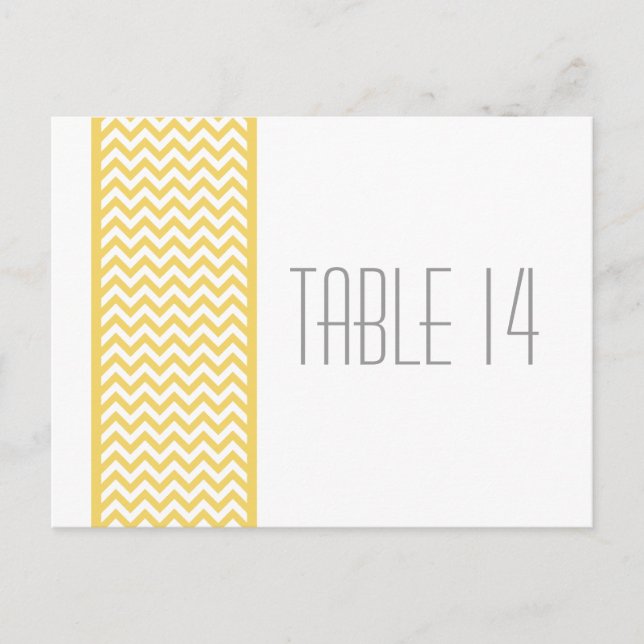 Yellow Chevron Border Table Number Postcard (Front)