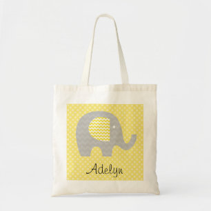 Yellow Chevron Elephant  Personalised Tote Bag