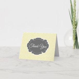 Yellow Chevron Folded Thank You Card