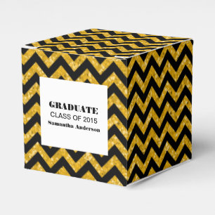 Yellow Chevron Glitter Graduation Favour Boxes