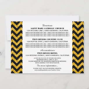 Yellow Chevron Glitter Information Card