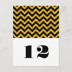 Yellow Chevron Glitter Table Postcard
