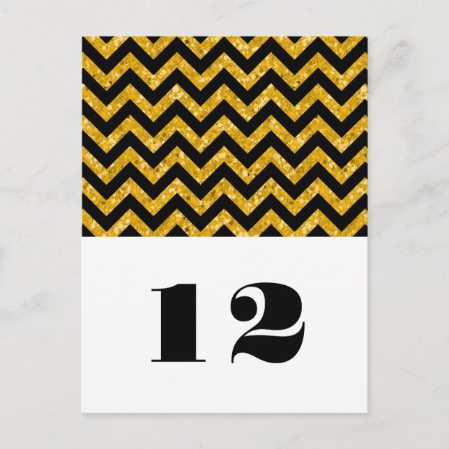 Yellow Chevron Glitter Table Postcard (Front)