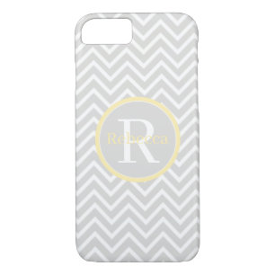 Yellow Chevron Monogram Barely There iPhone 8/7 Case