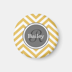 Yellow Chevron Monogram Magnet
