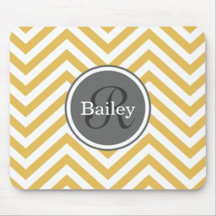 Yellow Chevron Monogram Mouse Mat