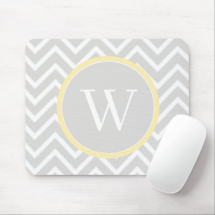 Yellow Chevron Monogram Mouse Pad