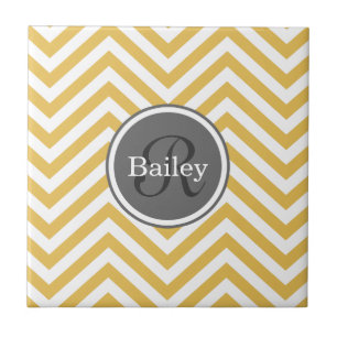 Yellow Chevron Monogram Tile