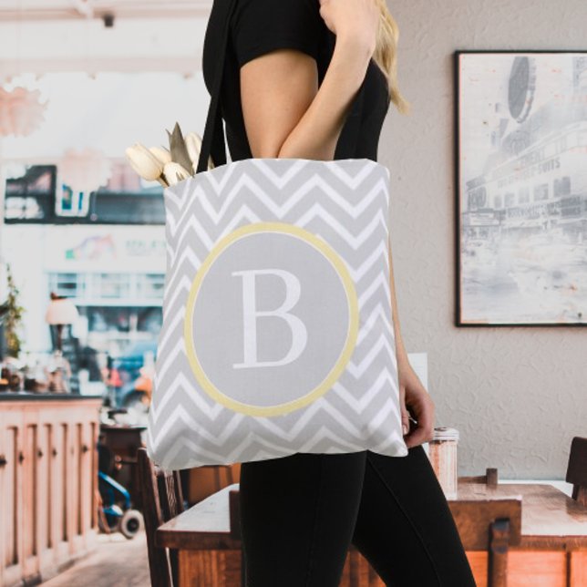 Yellow Chevron Monogram Tote Bag (Yellow Chevron Monogram Tote Bag)