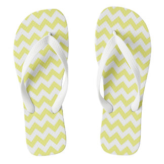 Yellow Chevron Patterned Flip Flops