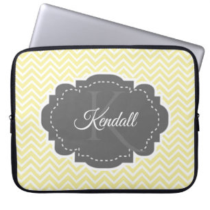 Yellow Chevron Personalised Laptop Sleeve