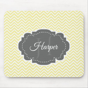 Yellow Chevron Personalised Mouse Pad