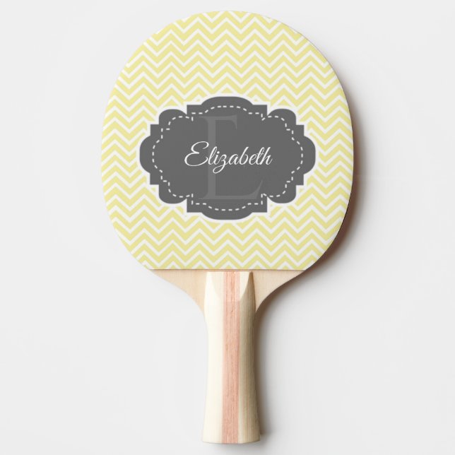Yellow Chevron Personalised Ping Pong Paddle (Front)
