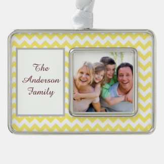 Yellow Chevron Silver Plated Framed Ornament