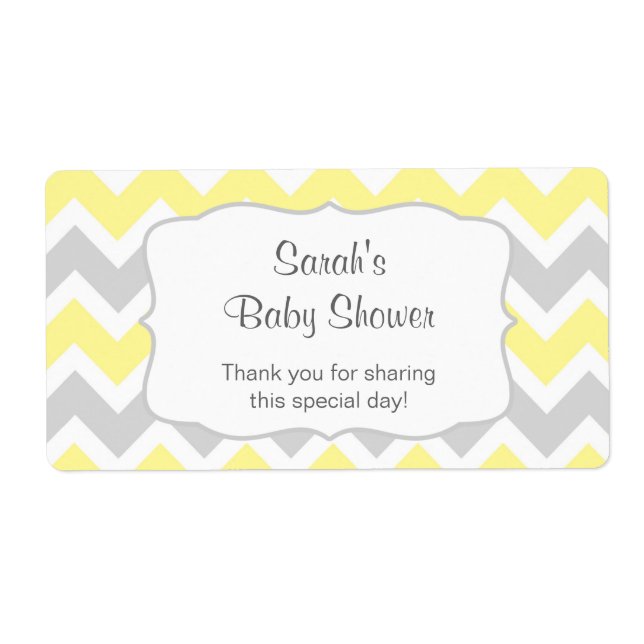 Yellow Chevron Water Bottle or favour u customise (Front)