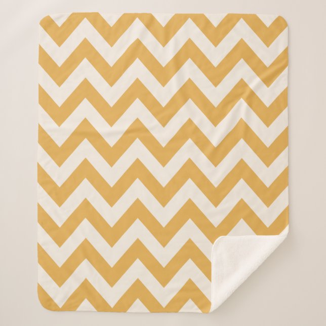 Yellow Chevron Zigzag Pattern Sherpa Blanket (Front)