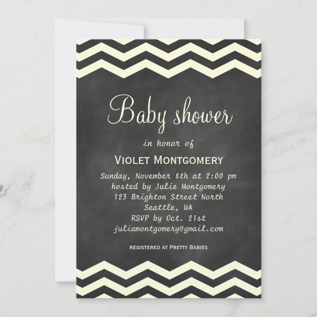 Yellow Chevrons Baby Shower Invitation (Front)