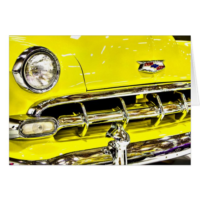 Yellow Chevy Classic Car (Front Horizontal)