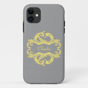 Yellow Chic Damask BT iPhone 5 Case