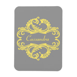 Yellow Chic Damask Premium Magnet