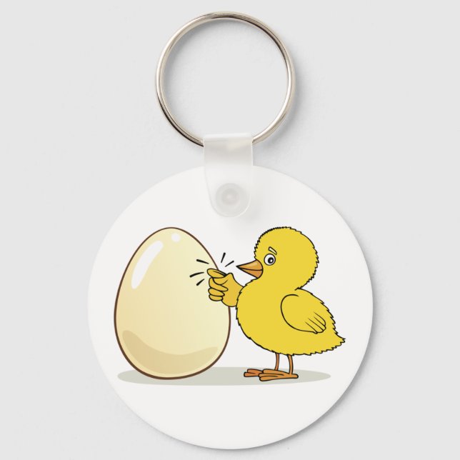 Yellow Chick And Egg Key Ring (Front)