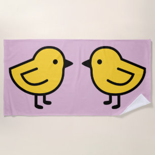 Yellow Chick Bird On A Pink Beach Towel