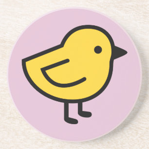 Yellow Chick Bird On A Pink Coaster