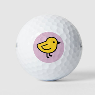 Yellow Chick Bird On A Pink Golf Balls