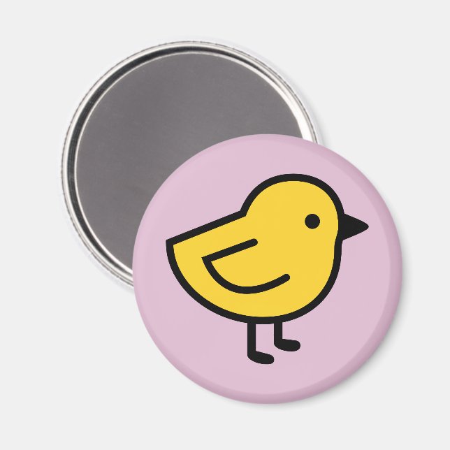 Yellow Chick Bird On A Pink Magnet (Front/Back)