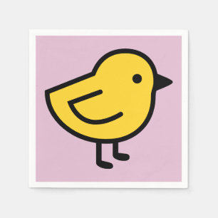 Yellow Chick Bird On A Pink Napkin