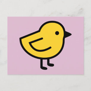 Yellow Chick Bird On A Pink Postcard
