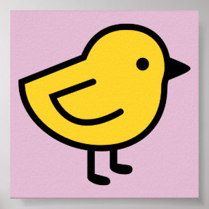 Yellow Chick Bird On A Pink Poster