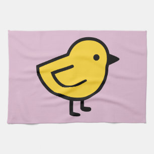 Yellow Chick Bird On A Pink Tea Towel