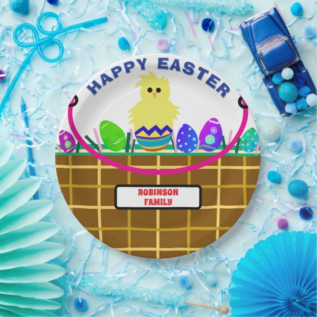 Yellow Chick Egg Easter Basket Paper Plate (Party)