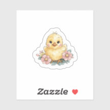 Yellow chick with flowers
