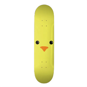 Yellow Chicken Cute Animal Face Design Skateboard