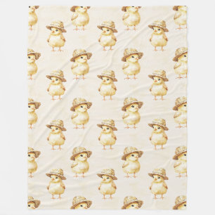 Yellow Chicken Hat Fleece Blanket
