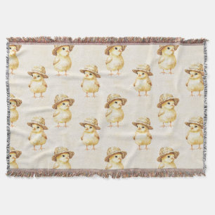 Yellow Chicken Hat Throw Blanket