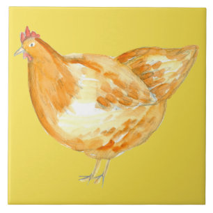 Yellow Chicken Hen Tile