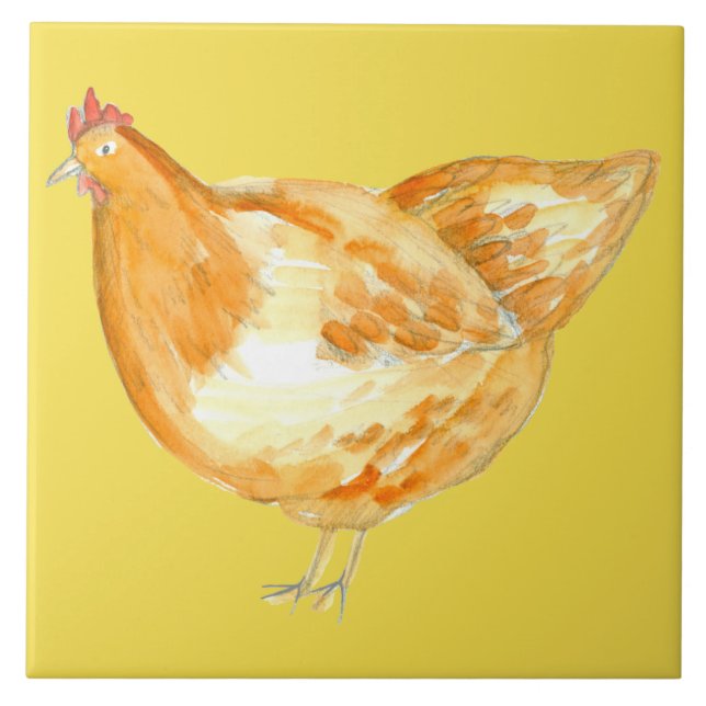 Yellow Chicken Hen Tile (Front)