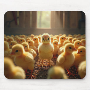 Yellow Chicks In a Sunny Barn Mouse Mat