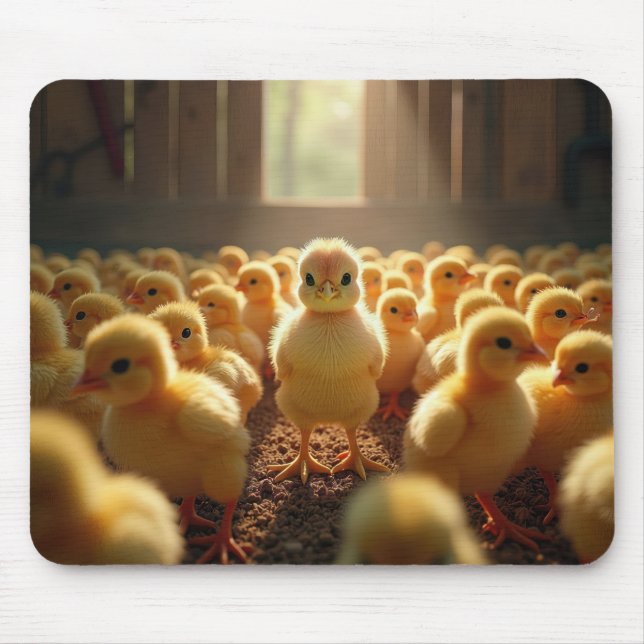 Yellow Chicks In a Sunny Barn Mouse Mat (Front)