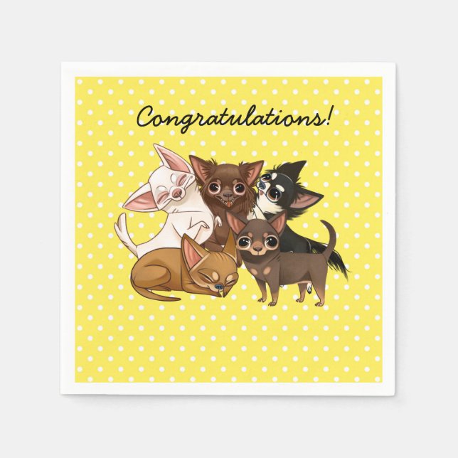 Yellow Chihuahua Paper Party Napkins (Front)