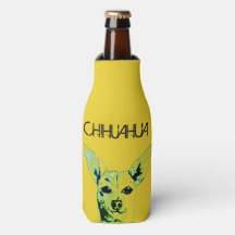 Yellow Chihuahua Themed Bottle Cooler